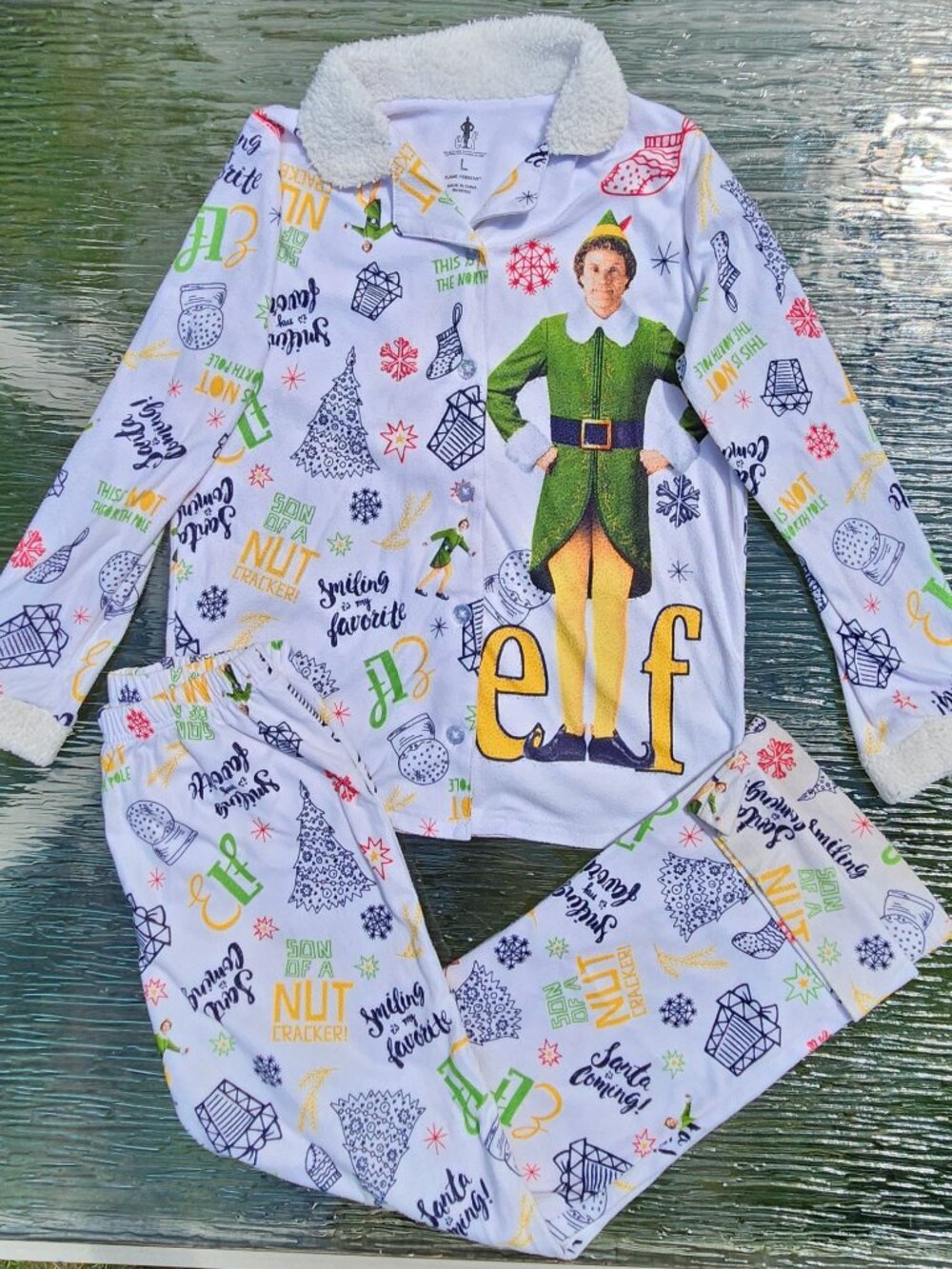 Size Large (10-12) Buddy the Elf Pajama Set